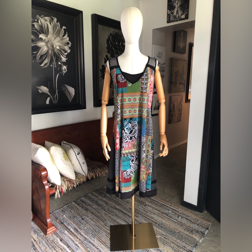 Vintage ZOE Multicolor Patchwork Sleeveless Midi Dress
Size L/XL